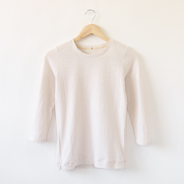 ライトグレ- Mなめらか天竺 7分袖Tシャツ・画像