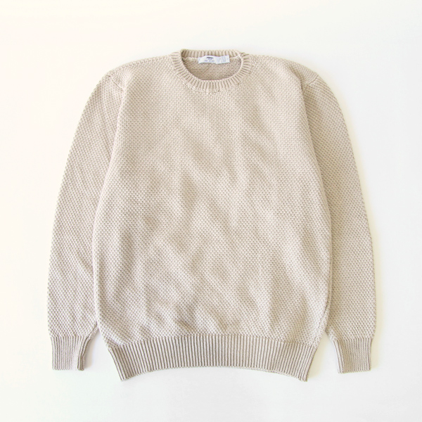 beige Mメンズ Birdseyeクル-ネックセ-タ-・画像