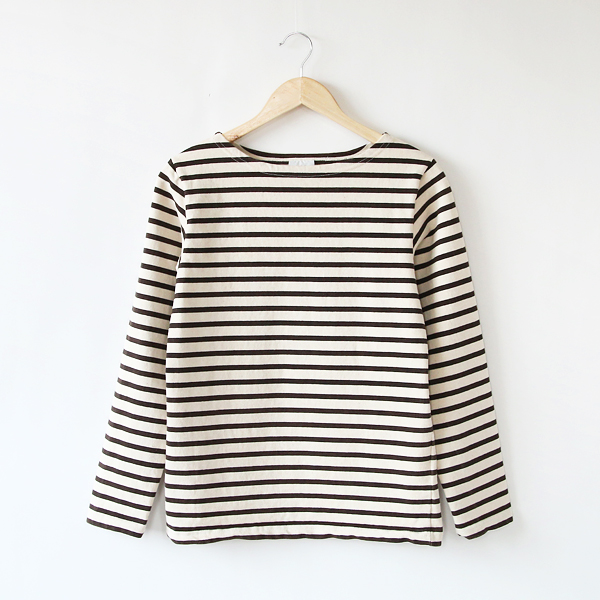 ECRU/NOIR（中古加工）/T17.8oz ロングスリ-ブ ボ-ダ-バスクシャツ・画像