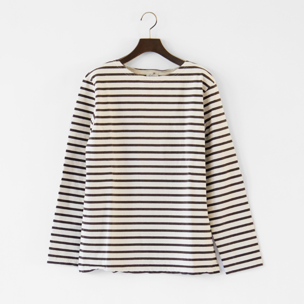 ECRU/NOIR（中古加工）/T37.8oz ロングスリ-ブ ボ-ダ-バスクシャツ・画像