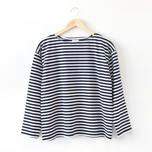 BLANC/MARINE/T2ロングスリ-ブ ドロップショルダ- バスクシャツ・画像