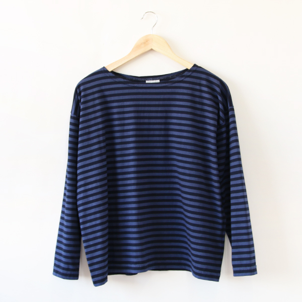 MID NIGHT NAVY/MARINE/T1ロングスリ-ブ ドロップショルダ- バスクシャツ・画像