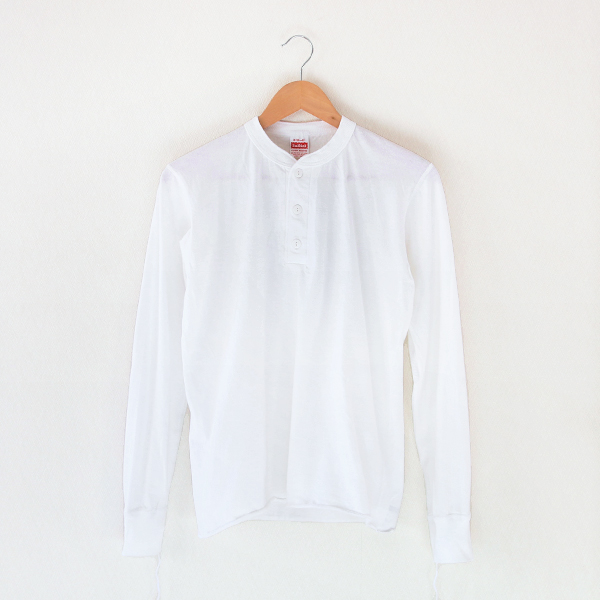 Lヘンリ-ネック L/S Tee White・画像