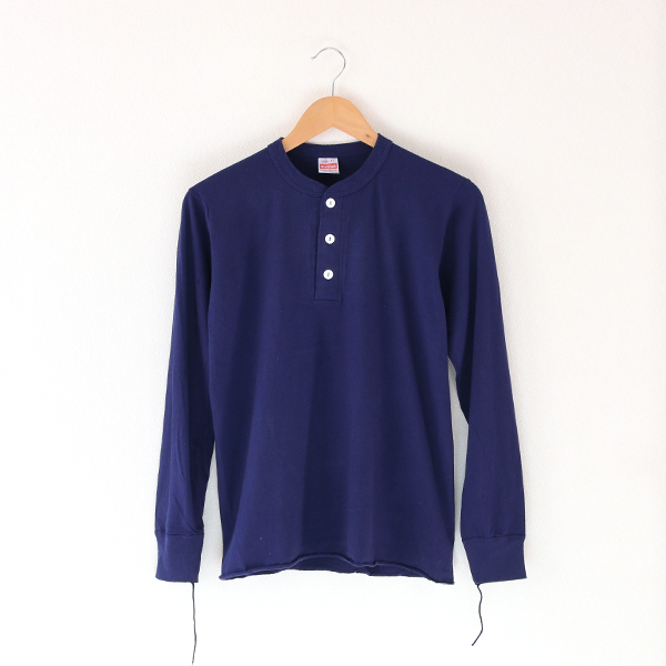 Mヘンリ-ネック L/S Tee Navy・画像