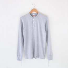 Lヘンリ-ネック L/S Tee Heather Gray・画像