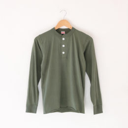 Mヘンリ-ネック L/S Tee Olive・画像
