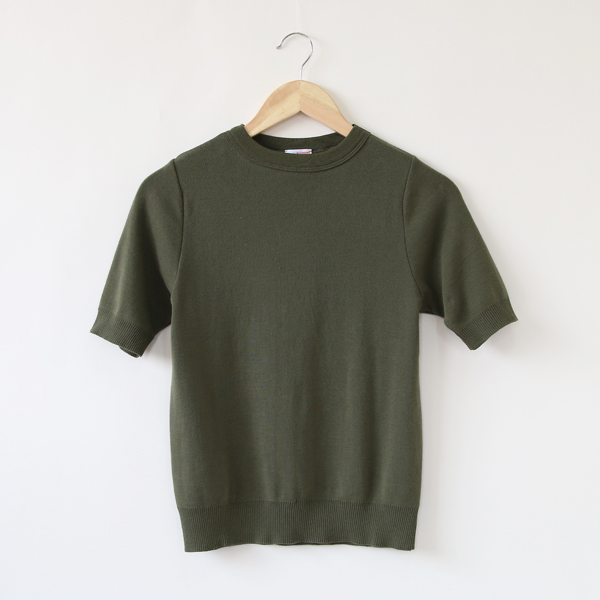 Khaki LThomas Shortクル-ネック ニットTシャツ・画像