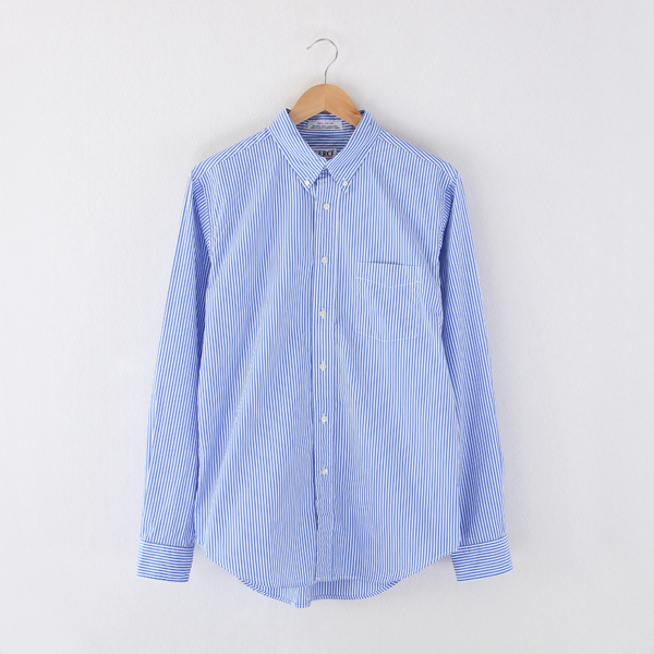 BLUE-15Hメンズ B.D.シャツGIZA 100/2 BROAD STRIPE・画像
