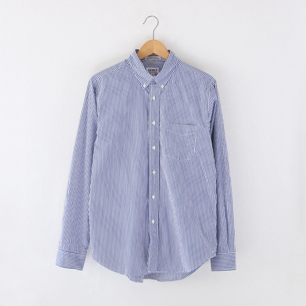 NAVY-15Hメンズ B.D.シャツGIZA 100/2 BROAD STRIPE・画像