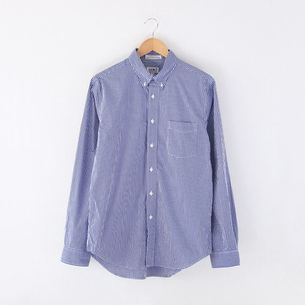 NAVY-15Hメンズ B.D.シャツGIZA 100/2 BROAD GINGHAM CHECK・画像