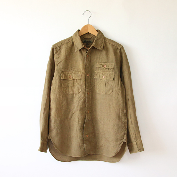 OLIVE 50メンズ BRITISH ARMY リネン シャツ・画像