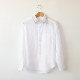 SIZE 1リネン 刺繍シャツ WHITE・画像