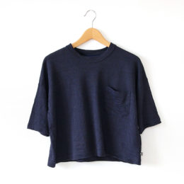 NAVYリネンコットン ポケット付プルオ-バ-・画像