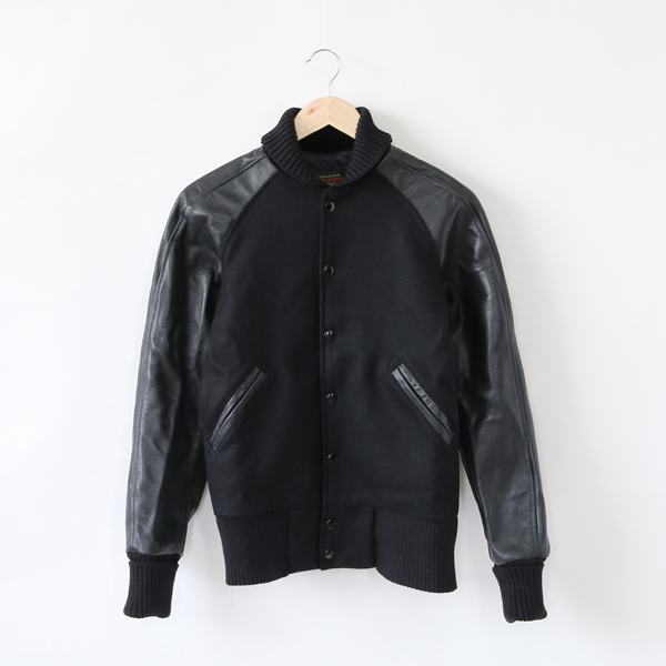 30メルトン×レザ-アワ-ドジャケット Black/Black・画像