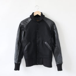 32メルトン×レザ-アワ-ドジャケット Black/Black・画像