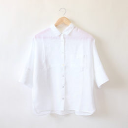 WHITE 40リネン ハ-フスリ-ブシャツ・画像