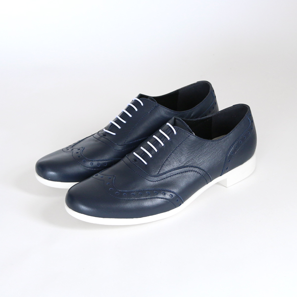 44TRAVEL SHOES メンズ ウイングチップ レイン NY/WH・画像