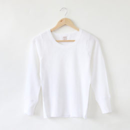 WHITEワッフルロングスリ-ブカットソ-・画像