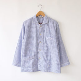 メンズパジャマ ワイドカラ- ブル-ストライプ・画像