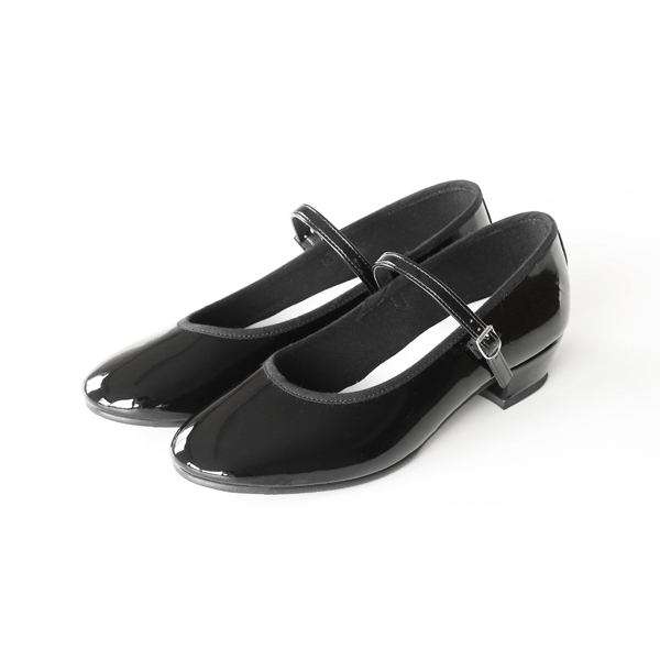 4/23cmロ-ヒ-ルワンストラップシュ-ズ Patent/Black・画像