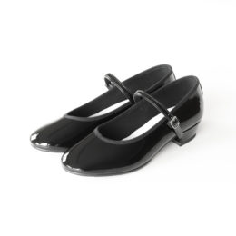 6/25cmロ-ヒ-ルワンストラップシュ-ズ Patent/Black・画像