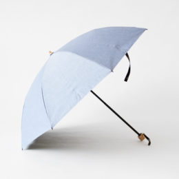 ブル-晴雨兼用折りたたみ傘 シャンブレ-コ-ティング・画像
