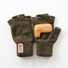 Dark Oliveユニセックス 指なしニットグロ-ブ・画像