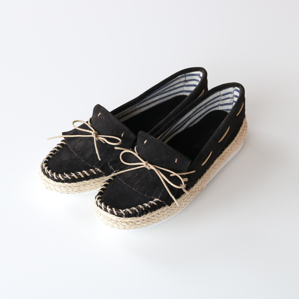 BLACK SUEDE 372133BT フリンジスリッポン・画像