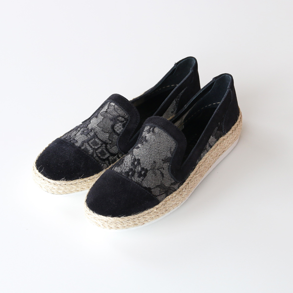 BLACK SUEDE LACE 372337T レ-ススリッポン・画像