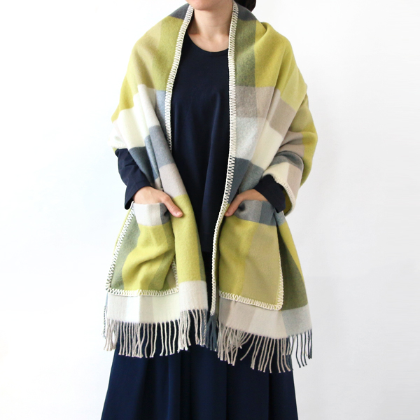 PISTACHIOポケットショ-ル ブロックチェック・画像