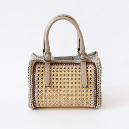 【別注】ラタン×レザ- バッグ (S) BEIGE・画像