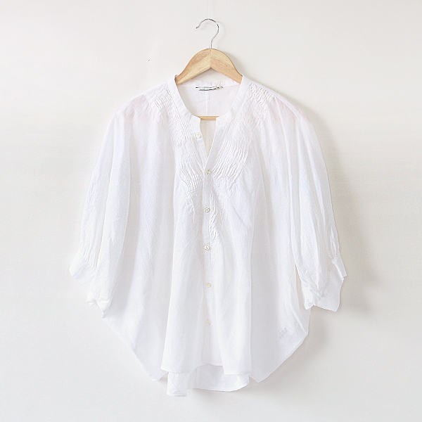 WHITE綿麻ジャカ-ド ドルマンスリ-ブ ブラウス・画像