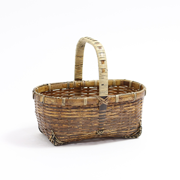 ござ目手付き籠小 小判 虎竹・画像