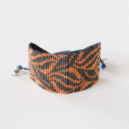 SHEET GREY RED-GOLDビ-ズブレスレット L・画像