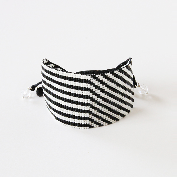 BLACK & WHITE BLACK & ZIGZAGビ-ズブレスレット L・画像