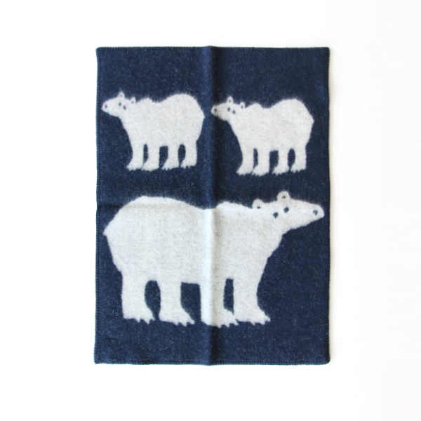 ミニブランケット（65×90）白クマ ネイビ-・画像