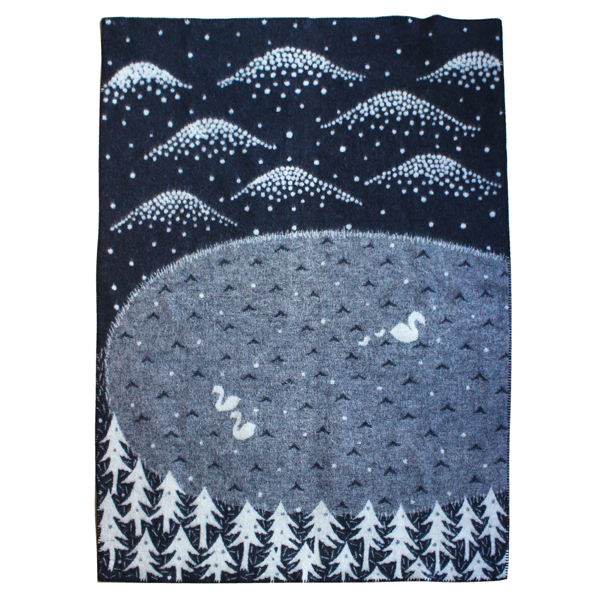 シングルブランケット（130×180）LAKE IN THE VALLEY ネイビ-・画像
