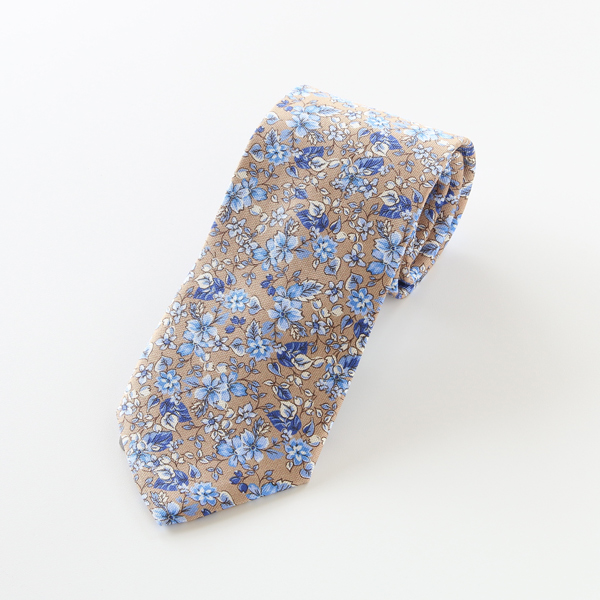 BEIGEシルク花柄ネクタイ・画像