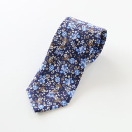 NAVYシルク花柄ネクタイ・画像