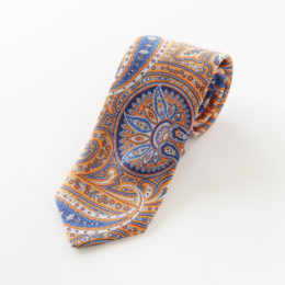 ORANGEシルク花柄ネクタイ・画像