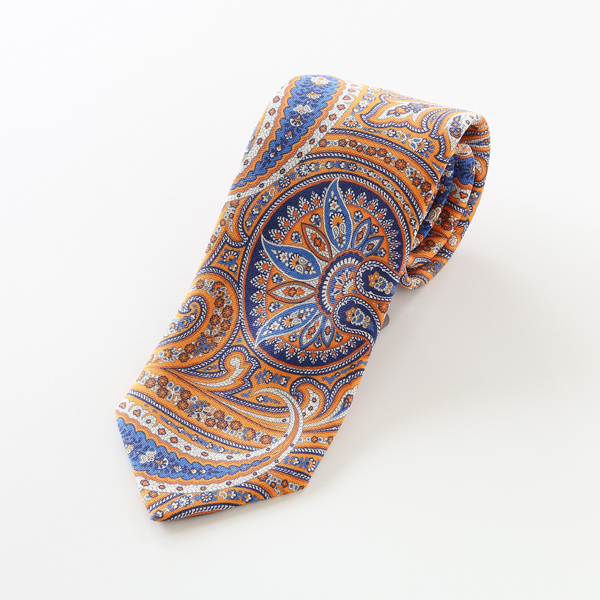 ORANGEシルク花柄ネクタイ・画像