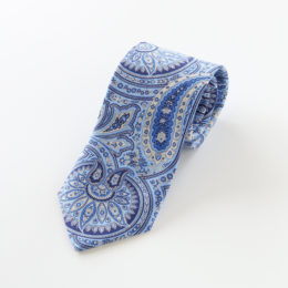 BLUEシルク花柄ネクタイ・画像