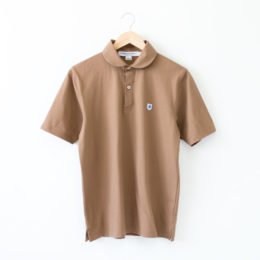 Men Sサイズ相当ポロシャツ ラウンドカラ- Brown・画像