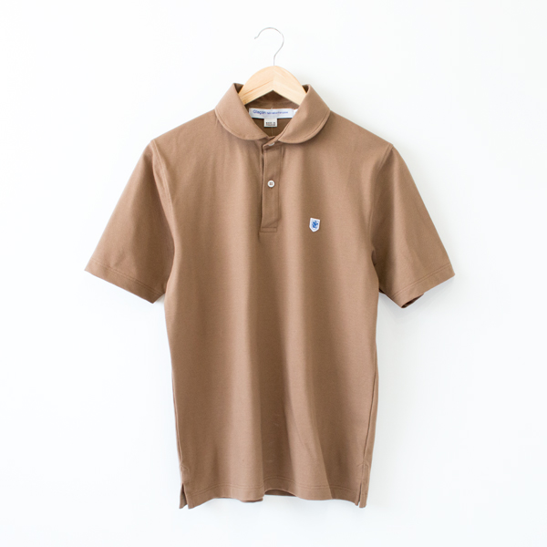 Men Sサイズ相当ポロシャツ ラウンドカラ- Brown・画像