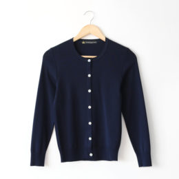 DARK NAVY無地クル-ネックカ-ディガン・画像