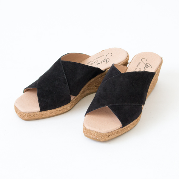 38クロスベルトエスパドリ-ユミュ-ル BLACK・画像