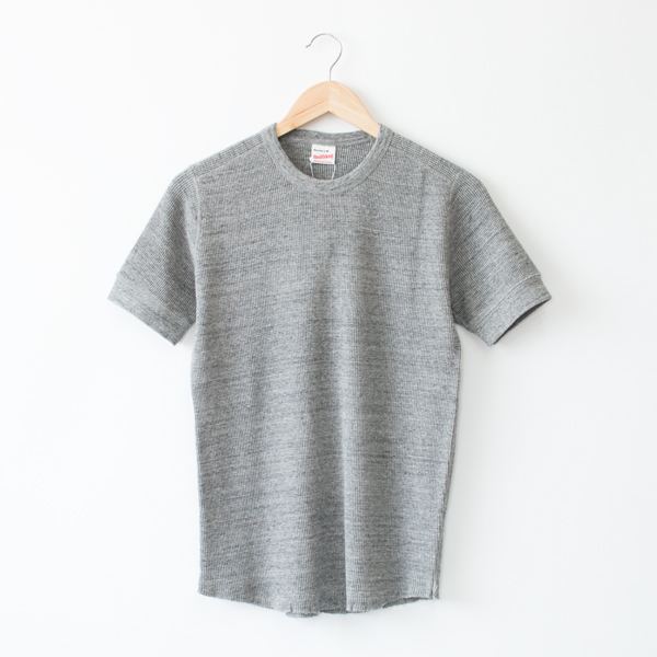 H/GRAY【別注】ワッフルクル-ネックショ-トスリ-ブ・画像