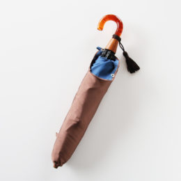甲州織 折りたたみ傘 かさね ブラウン/ブル-・画像