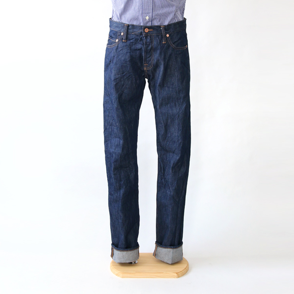 INDIGO 32メンズ 14OZ SLIM TAPARED ONE WASH デニム・画像