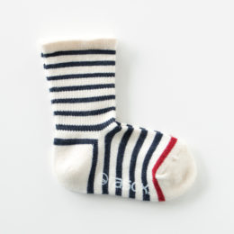 ナチュラル×ネイビ-TKコットンボ-ダ- キッズソックス・画像